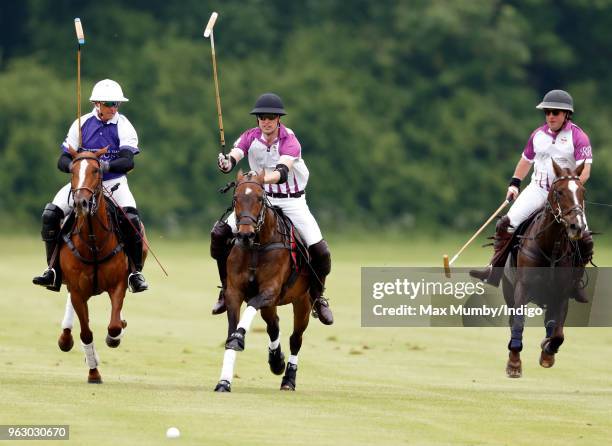 Prince William, Duke of Cambridge plays in the Jerudong Trophy charity polo match at Cirencester Park Polo Club on May 25, 2018 in Cirencester,...