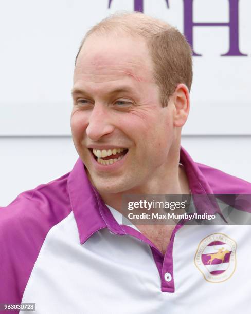 Prince William, Duke of Cambridge attends a prize giving after playing in the Jerudong Trophy charity polo match at Cirencester Park Polo Club on May...