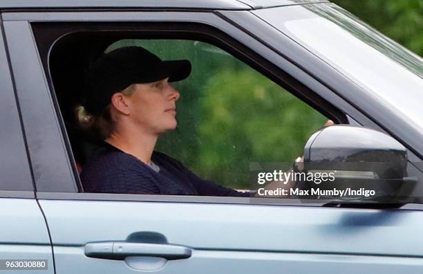 Zara Tindall arrives, driving her Range Rover, to watch her cousin Prince William, Duke of Cambridge play in the Jerudong Trophy charity polo match...