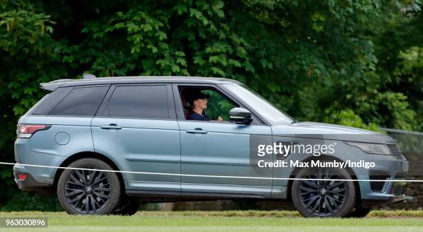 Zara Tindall arrives, driving her Range Rover, to watch her cousin Prince William, Duke of Cambridge play in the Jerudong Trophy charity polo match...