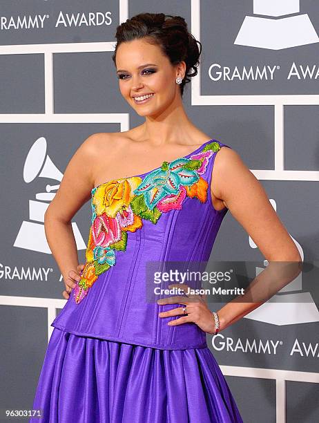 Singer/songwriter Shaila Durcal arrives at the 52nd Annual GRAMMY Awards held at Staples Center on January 31, 2010 in Los Angeles, California.