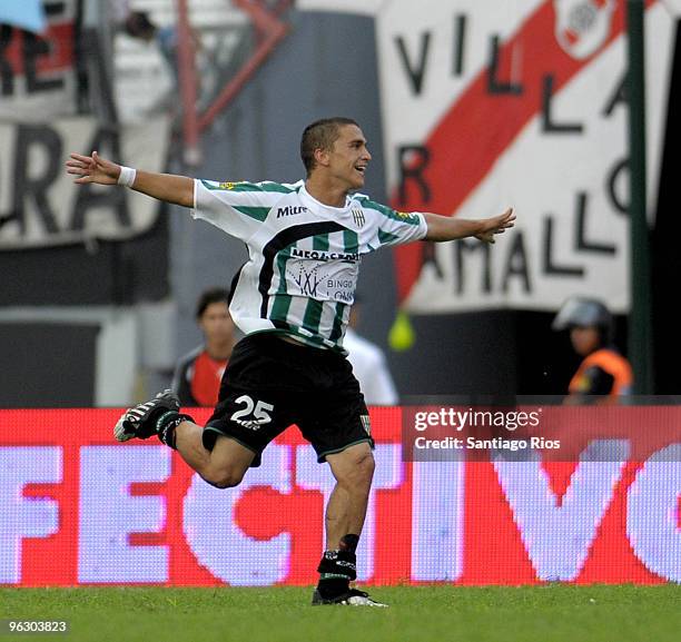 Sebastian Fernandez of Banfield in action during an Argentine championship Primera A soccer match between River Plate and Banfield at the River...