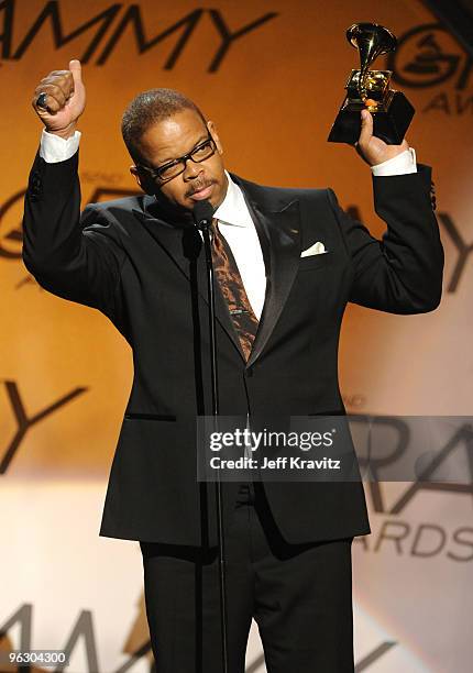 Jazz musician Terence Blanchard speaks onstage during the 52nd Annual GRAMMY Awards pre-telecast held at Staples Center on January 31, 2010 in Los...