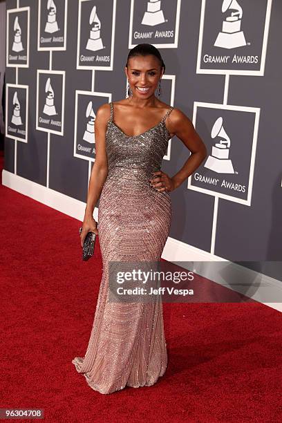 Singer Melody Thornton of Pussycat Dolls arrives at the 52nd Annual GRAMMY Awards held at Staples Center on January 31, 2010 in Los Angeles,...