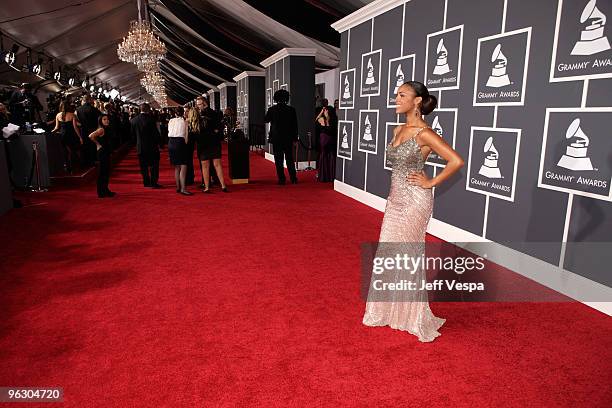 Singer Melody Thornton of Pussycat Dolls arrives at the 52nd Annual GRAMMY Awards held at Staples Center on January 31, 2010 in Los Angeles,...