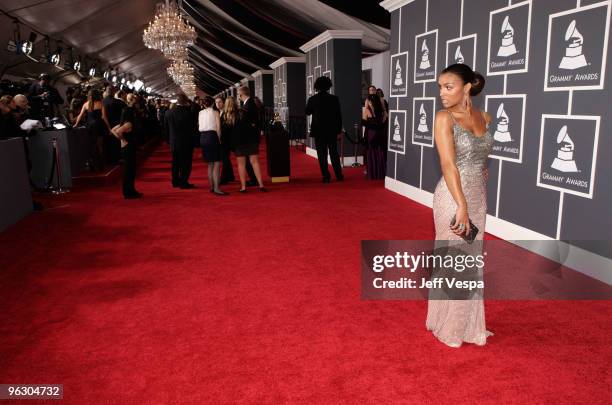 Singer Melody Thornton of Pussycat Dolls arrives at the 52nd Annual GRAMMY Awards held at Staples Center on January 31, 2010 in Los Angeles,...