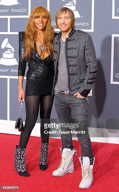 Musician David Guetta and wife Cathy Guetta arrives at the 52nd Annual GRAMMY Awards held at Staples Center on January 31, 2010 in Los Angeles,...