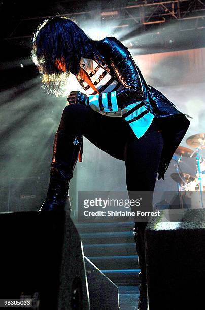 Cristina Scabbia of Lacuna Coil performs at Manchester Academy on January 31, 2010 in Manchester, England.
