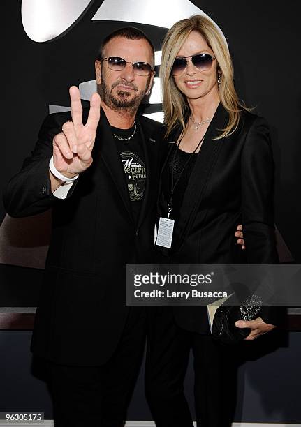 Musician Ringo Starr and wife Barbara Bach arrive at the 52nd Annual GRAMMY Awards held at Staples Center on January 31, 2010 in Los Angeles,...