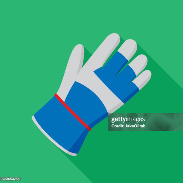 gartenarbeit-handschuh-symbol flach - arbeitshandschuhe stock-grafiken, -clipart, -cartoons und -symbole