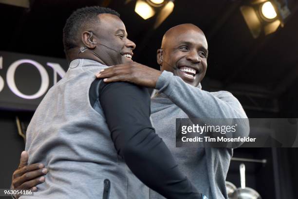 Ken Griffey Jr. And Barry Bonds attend a Culinary events during the 2018 BottleRock Napa Valley at Napa Valley Expo on May 26, 2018 in Napa,...