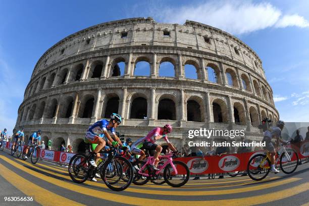 Giulio Ciccone of Italy and Team Bardiani CSF Blue Mountain Jersey / Christopher Froome of Great Britain and Team Sky Pink Leader Jersey / Sergio...