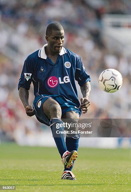 Ade Akinbiyi of Leicester City brings the ball under control during the FA Barclaycard Premiership match between Arsenal and Leicester City played at...
