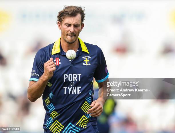 Durham's Matt Dixon during the Royal London One Day Cup match between Northamptonshire and Durham at The County Ground on May 27, 2018 in...