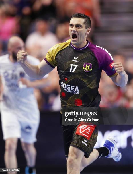 Kiril Lazarov of Nantes celebrates a goal during the EHF Champions League Final 4 Final match between Nantes HBC and Montpellier HB at Lanxess Arena...