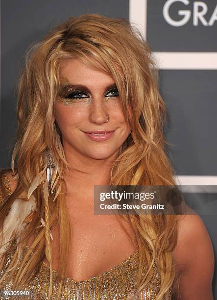 Singer Ke$ha arrives at the 52nd Annual GRAMMY Awards held at Staples Center on January 31, 2010 in Los Angeles, California.