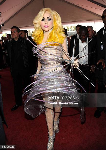 Lady Gaga arrives at the 52nd Annual GRAMMY Awards held at Staples Center on January 31, 2010 in Los Angeles, California.