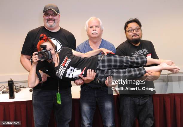 Cosplay photographers James Rulison, Morgue Anna, Mtchell Rush and Gil Riego Junior attend the Anime Pasadena 2018 Cosplay And Nerd Convention held...