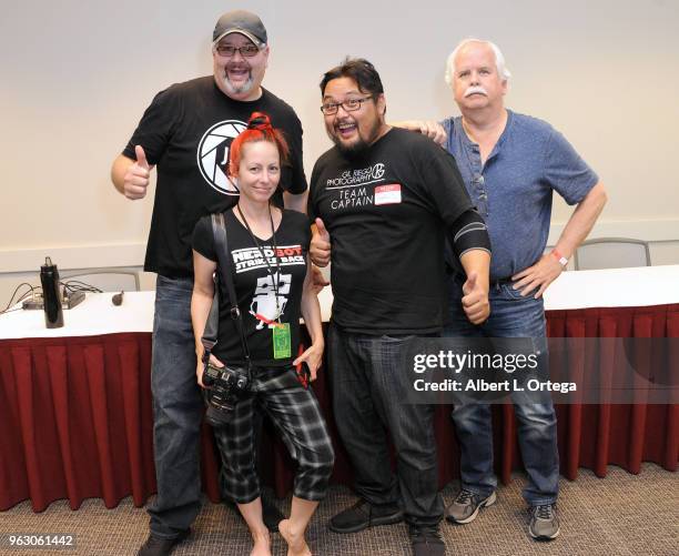 Cosplay photographers James Rulison, Morgue Anna, Mtchell Rush and Gil Riego Junior attend the Anime Pasadena 2018 Cosplay And Nerd Convention held...