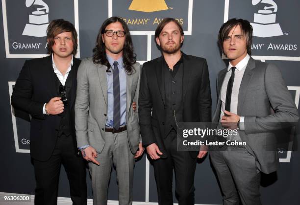 Kings of Leon arrive at the 52nd Annual GRAMMY Awards held at Staples Center on January 31, 2010 in Los Angeles, California.