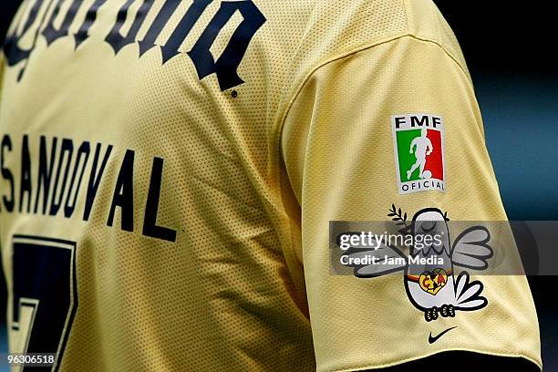 White dove of peace, symbolizing support for Paraguayan striker Salvador Cabanas, is seen in the jersey of Cabanas' teammate Luis Alonso Sandoval...