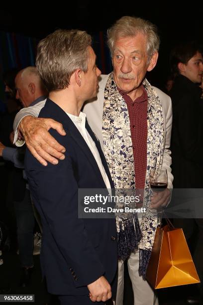 Martin Freeman and Sir Ian McKellen attend a special screening of "McKellen: Playing the Part" at the BFI Southbank on May 27, 2018 in London,...