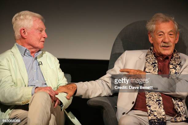 Derek Jacobi and Sir Ian McKellen attend a special screening of "McKellen: Playing the Part" at the BFI Southbank on May 27, 2018 in London, England.