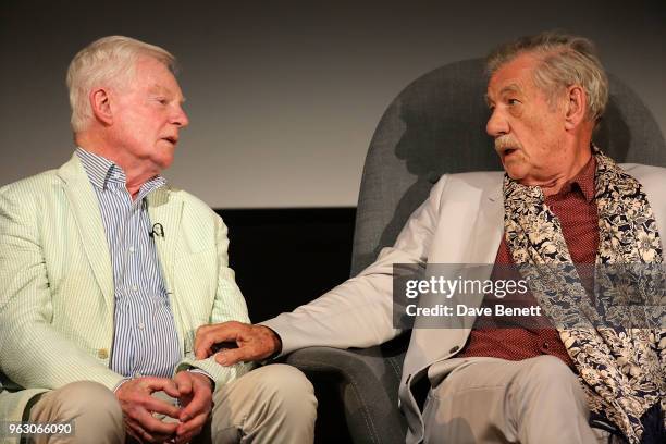 Derek Jacobi and Sir Ian McKellen attend a special screening of "McKellen: Playing the Part" at the BFI Southbank on May 27, 2018 in London, England.