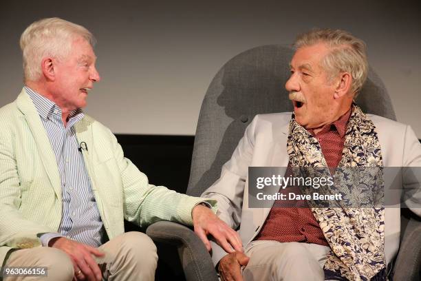 Derek Jacobi and Sir Ian McKellen attend a special screening of "McKellen: Playing the Part" at the BFI Southbank on May 27, 2018 in London, England.