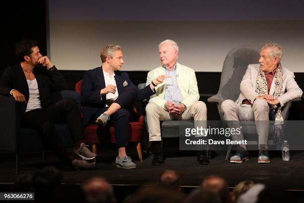 Orlando Bloom, Martin Freeman, Derek Jacobi and Sir Ian McKellen attend a special screening of "McKellen: Playing the Part" at the BFI Southbank on...