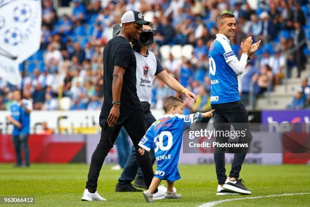 Christian Kabasele defender of Belgium and Timothy Castagne defender of KRC Genk during the Jupiler Pro League Europa League Play-Off final match...