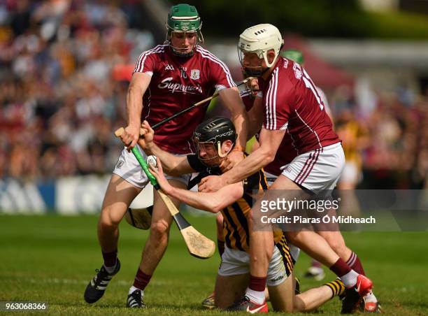 Galway , Ireland - 27 May 2018; Conor Delaney of Kilkenny is tackled by Galway's, from left, Cathal Mannion, Conor Whelan, and Joe Canning during the...