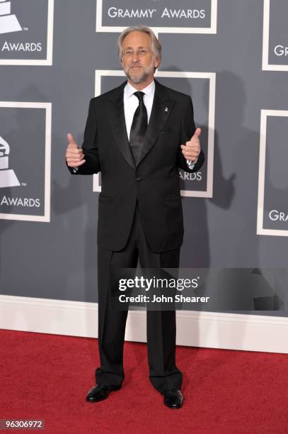 Recording Academy President Neil Portnow arrives at the 52nd Annual GRAMMY Awards held at Staples Center on January 31, 2010 in Los Angeles,...