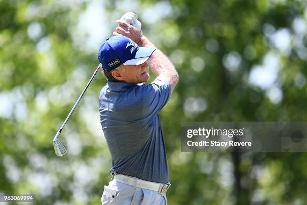 Chris Williams of South Africa hits his tee shot on the second hole during the final round of the Senior PGA Championship presented by KitchenAid at...