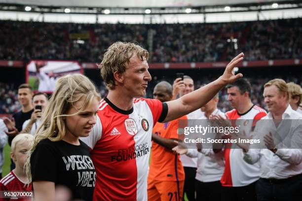 Noelle Kuyt , Dirk Kuyt , Roy Makaay Ronald Koeman during the Dirk Kuyt Testimonial at the Feyenoord Stadium on May 27, 2018 in Rotterdam Netherlands