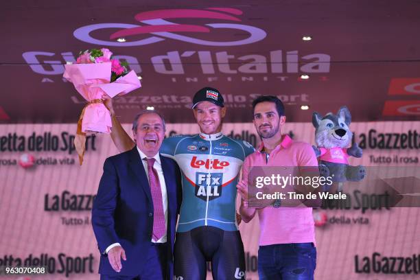 Podium / Mauro Vegni of Italy RCS Race Director Tour of Italy / Adam Hansen of Australia and Team Lotto Soudal twenty consecutive Grand Tours /...