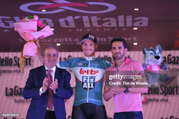 Podium / Mauro Vegni of Italy RCS Race Director Tour of Italy / Adam Hansen of Australia and Team Lotto Soudal twenty consecutive Grand Tours /...