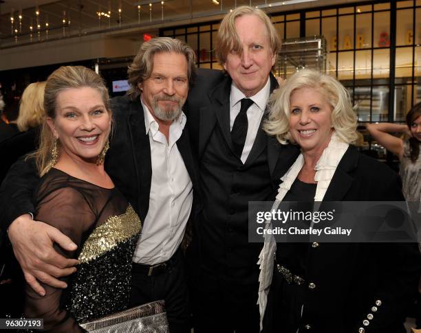 Susan Bridges, husband actor Jeff Bridges, musician T Bone Burnett and writer Callie Khouri attend Bug Music's Grammy Party at Wolfgang Puck at LA...