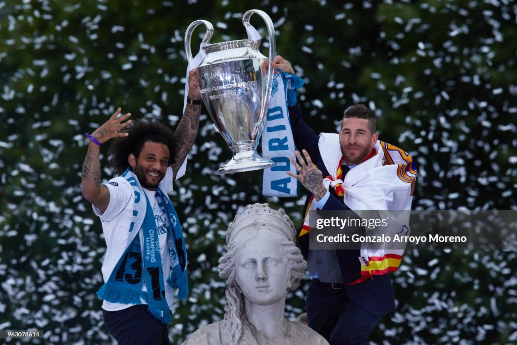 Real Madrid Celebrate After Victory In The Champions League Final Against Liverpool