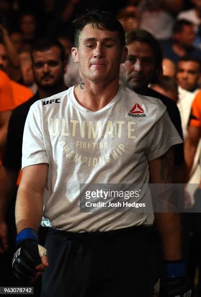 Darren Till of England prepares to enter the Octagon before facing Stephen Thompson in their welterweight bout during the UFC Fight Night event at...
