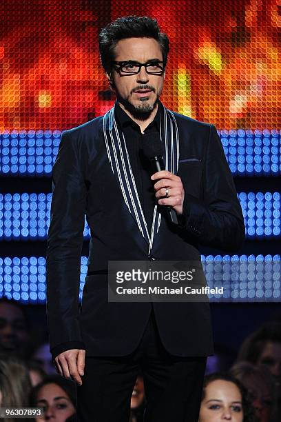 Actor Robert Downey, Jr. Onstage at the 52nd Annual GRAMMY Awards held at Staples Center on January 31, 2010 in Los Angeles, California.