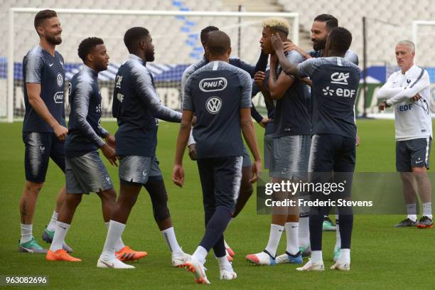 France defender Presnel Kimpembe during a training session at Stade de France ahead of the friendly match between France and Ireland on May 27, 2018...