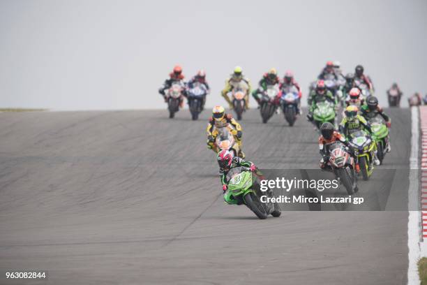 Ana Carrasco of Spain and DS Junior Team leads the field during the Supersport300 race during the Motul FIM Superbike World Championship - Race Two...