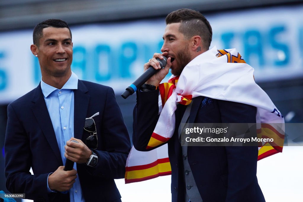 Real Madrid Celebrate After Victory In The Champions League Final Against Liverpool