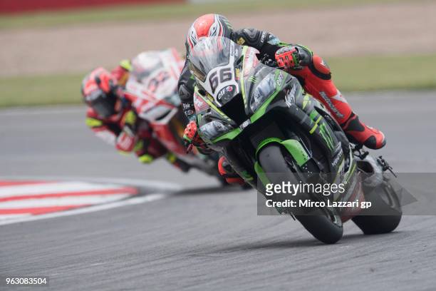 Tom Sykes of Great Britain and KAWASAKI RACING TEAM WorldSBK leads the field during the Superbike race 2 during the Motul FIM Superbike World...