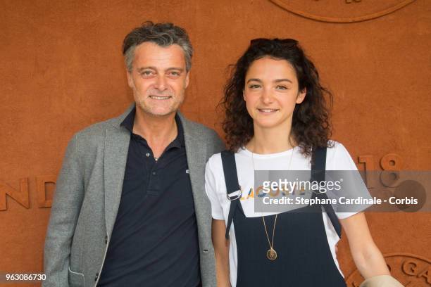 Director Philippe Dajoux and actress Pauline Bression attend the 2018 French Open - Day One at Roland Garros on May 27, 2018 in Paris, France.
