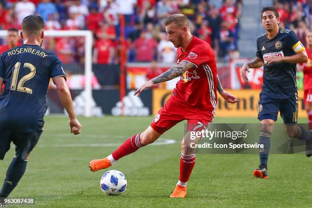 New York Red Bulls midfielder Daniel Royer during the first half of the Game between the New York Red Bulls and the Philadelphia Union on May 26 at...