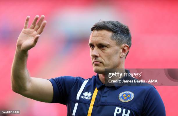 Paul Hurst the head coach / manager of Shrewsbury Town during the Sky Bet League One Play Off Final between Rotherham United and Shrewsbury Town at...