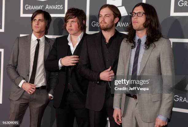 Kings of Leon arrive at the 52nd Annual GRAMMY Awards held at Staples Center on January 31, 2010 in Los Angeles, California.