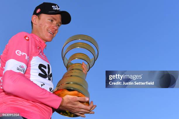 Podium / Christopher Froome of Great Britain Pink Leader Jersey / Celebration / Trofeo Senza Fine / during the 101st Tour of Italy 2018, Stage 21 a...
